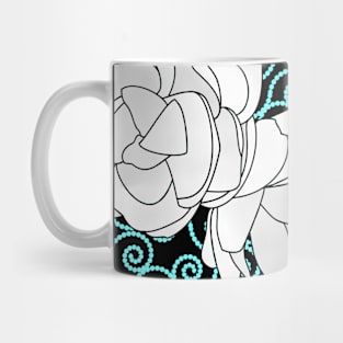 Sampaguita Flowers with Blue Spirals on Black Mug